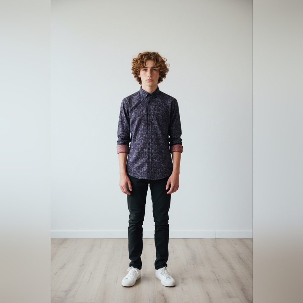 Ted Baker Men's Dark Blue Patterned Shirt